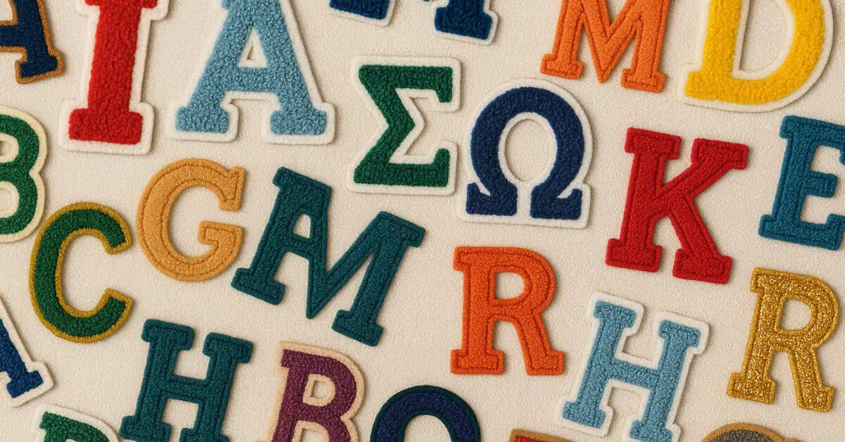Fluffy Font, Script and Greek Letter in Chenille & Embroidery for Iron On