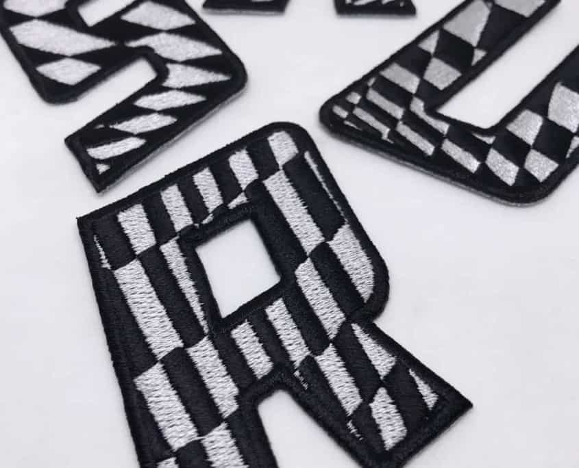 Letter Black Patch Patches Iron on / Sew on Retro Alphabet Embroidery  Clothes 