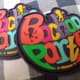 multi color rubber patches text saying bacha party