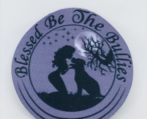 girl with dog in a twilight on black sublimation patch 3 inches diameter heat seal back support