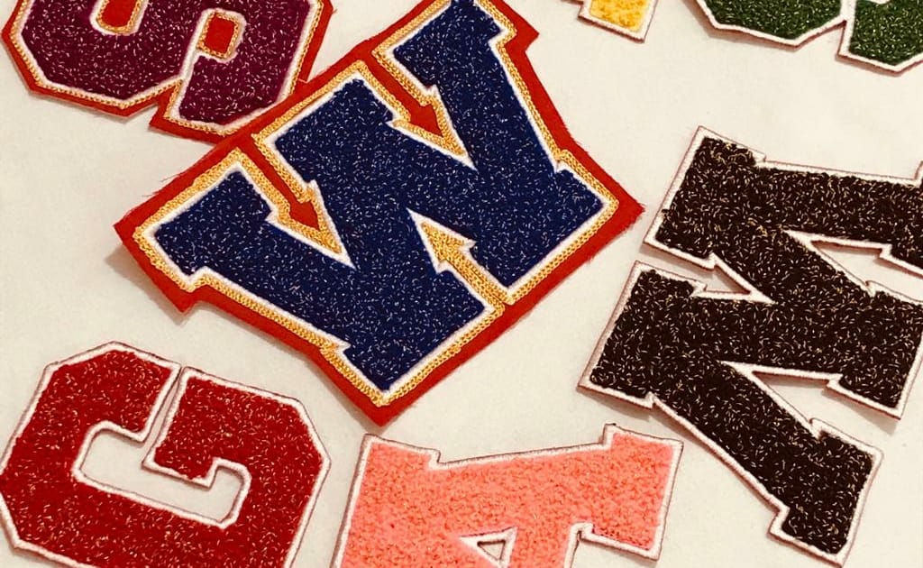 Custom Embroidered 1 VARSITY Font FELT Iron on LETTER / Number Patch  Patches