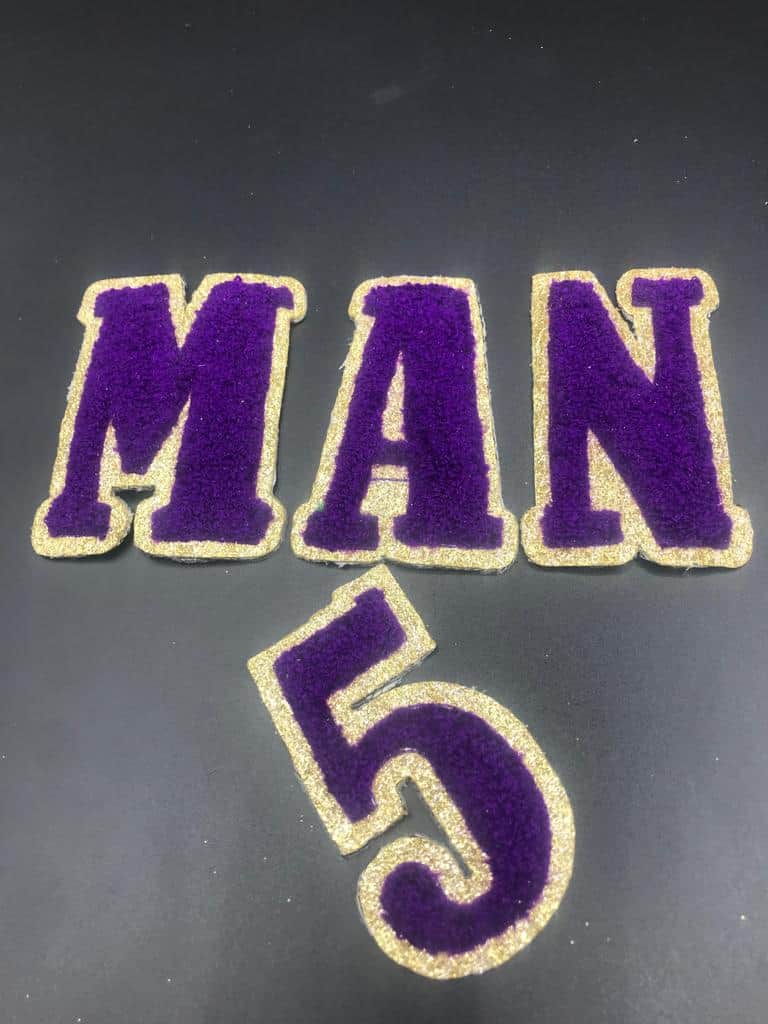 Iron On Varsity Letter Patches With Glitter Trim —